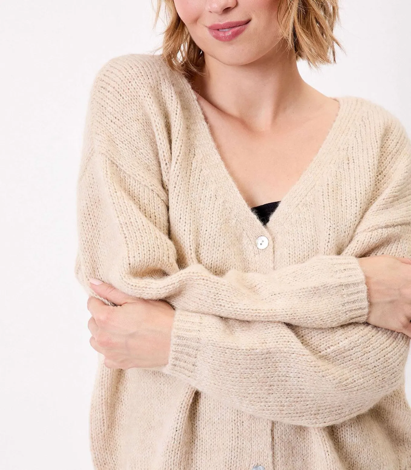 Korte effen gebreide vest APPACHE