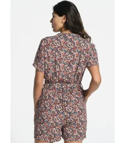 Korte Jumpsuit met korte mouwen en sjaalkraag