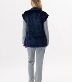 Korte mouwen jasje met knopen van pluche flanel ESSENTIEL H76A