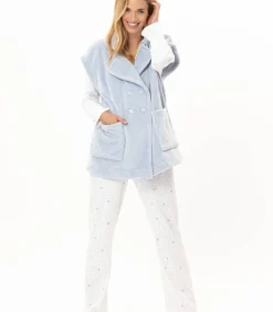 Korte mouwen jasje met knopen van pluche flanel ESSENTIEL H76A