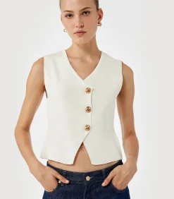 Koton Buttoned Knit Vest