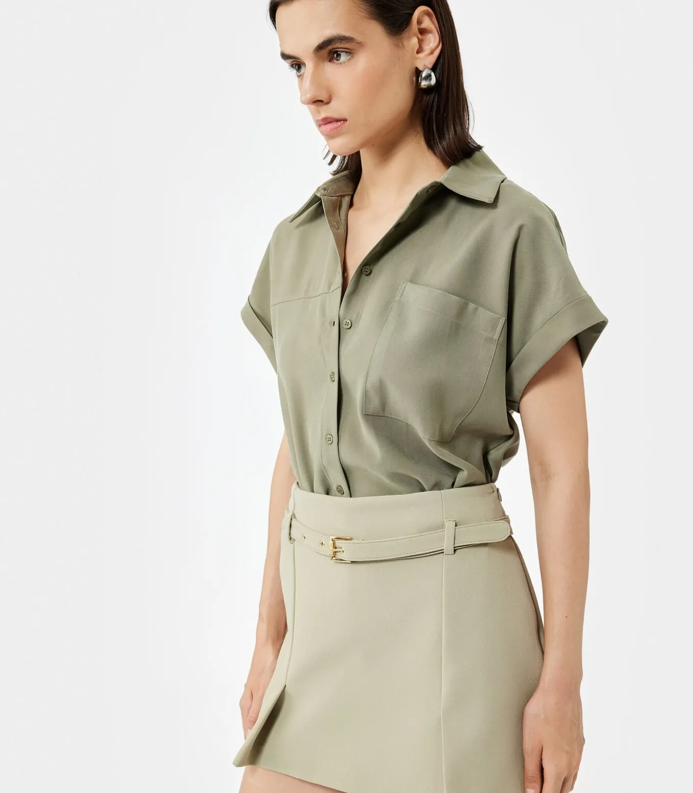 Koton Pocket Detail Crop Shirt