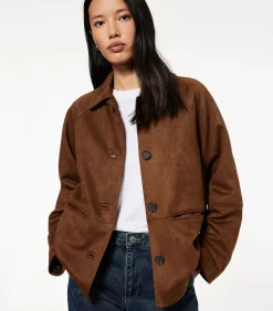 Kunstsuède Jas Lange Mouwen Knoopsluiting