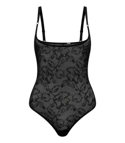Lacy Bodysuit Met Open Buste | Zwart M