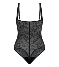 Lacy Bodysuit Met Open Buste | Zwart M