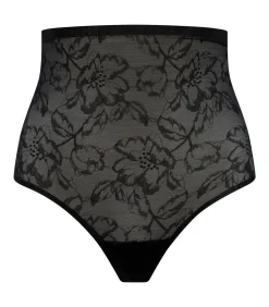 Lacy String Met Hoge Taille | Zwart S