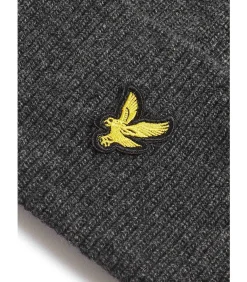 Lambswool blend ribbed beanie - charcoal marl