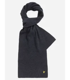 Lambswool ribbed scarf - dark navy marl