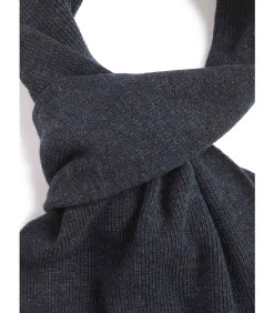 Lambswool ribbed scarf - dark navy marl