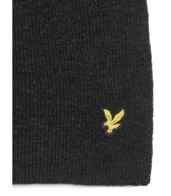 Lambswool ribbed scarf - jet black marl