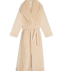 Lange badjas met overslag van flanellen badstof ESSENTIEL 169