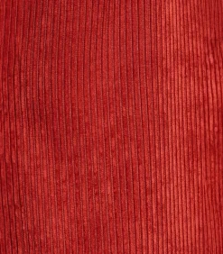 Lange bermuda van ribfluweel in terracottakleur