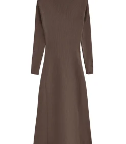 Lange bruine jurk Perkins-kraag en Polo Club-logo