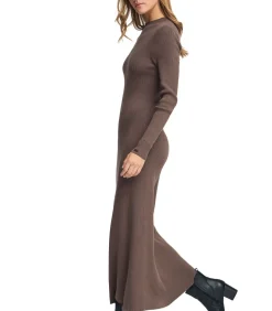 Lange bruine jurk Perkins-kraag en Polo Club-logo