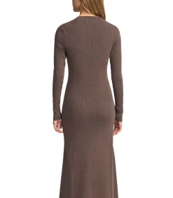 Lange bruine jurk Perkins-kraag en Polo Club-logo