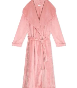 Lange gekruiste badjas van zachte flanellen stof ESSENTIEL 169