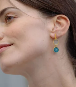 Lange gouden oorbellen Gaudí Jewelry blauw