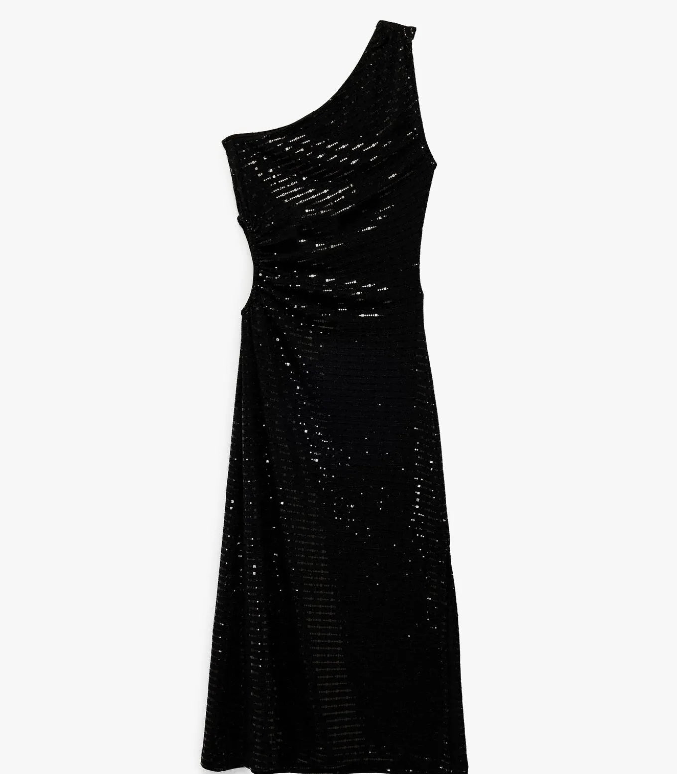 Lange Mouwloze Avondjurk Pailletten Enkele Schouder