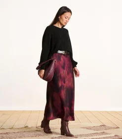 Lange rode rok met print