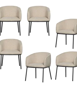 Leon Eetkamerstoelen - Bouclé - Naturel - Set van 6