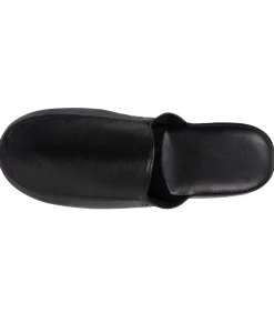Leren herenslippers Zwart