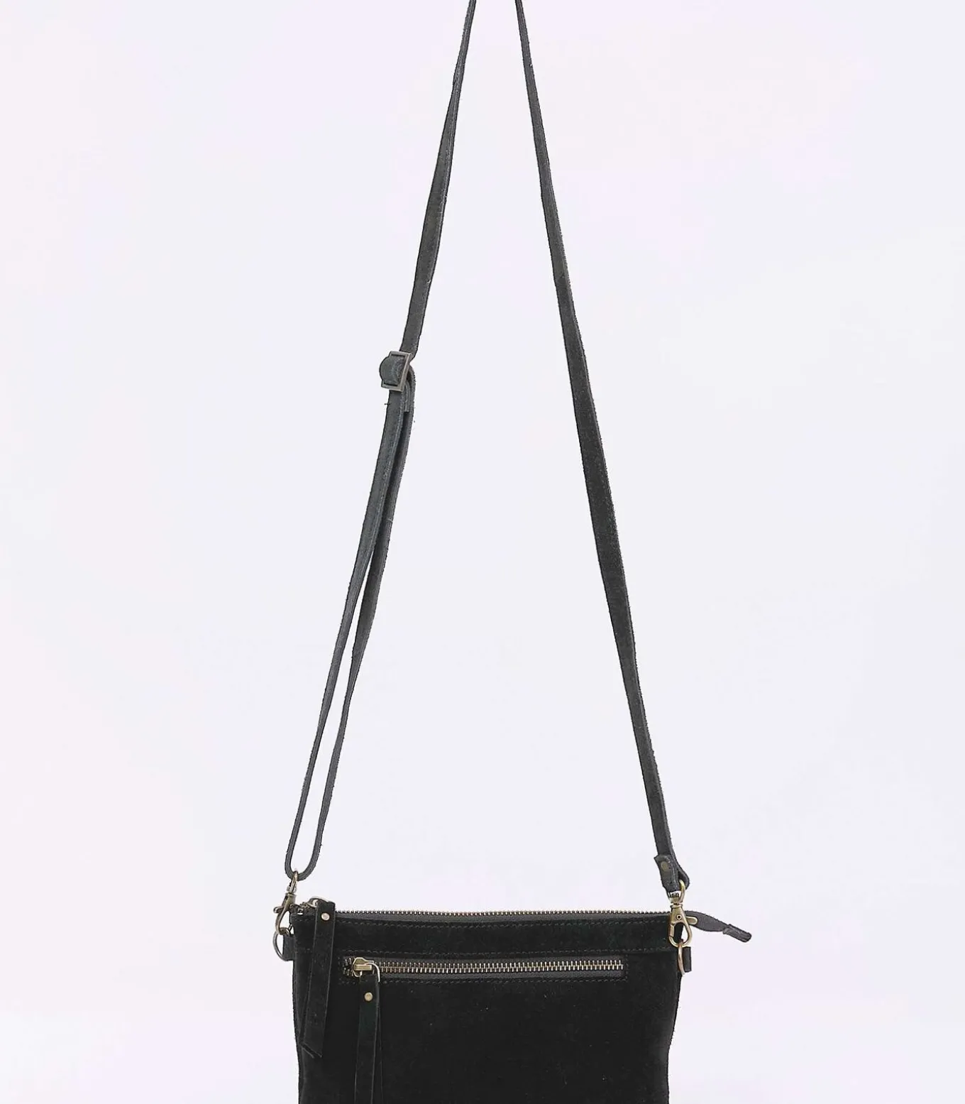 Leren schoudertas met dubbele vakken AGAVE