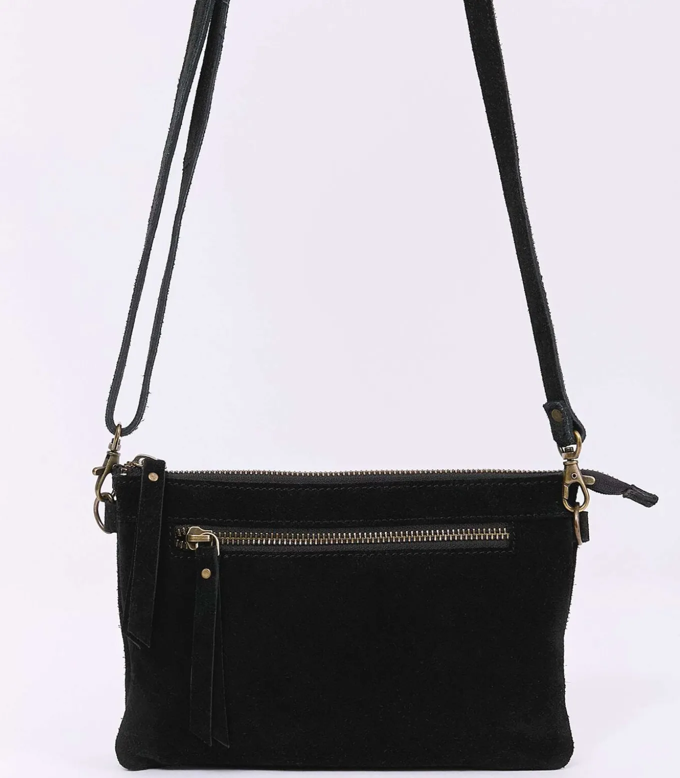 Leren schoudertas met dubbele vakken AGAVE