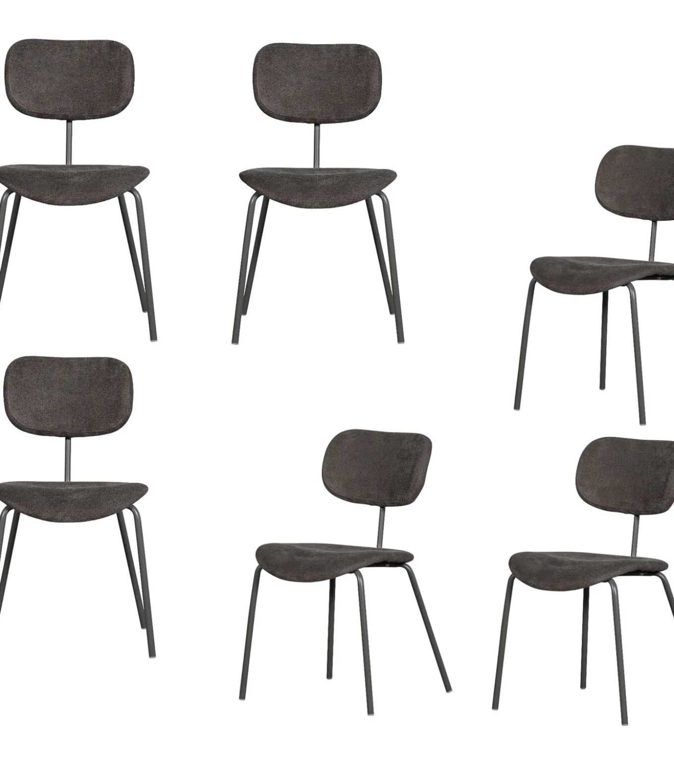 Link Eetkamerstoelen - Polyester - Bruin/Grijs - Set van 6