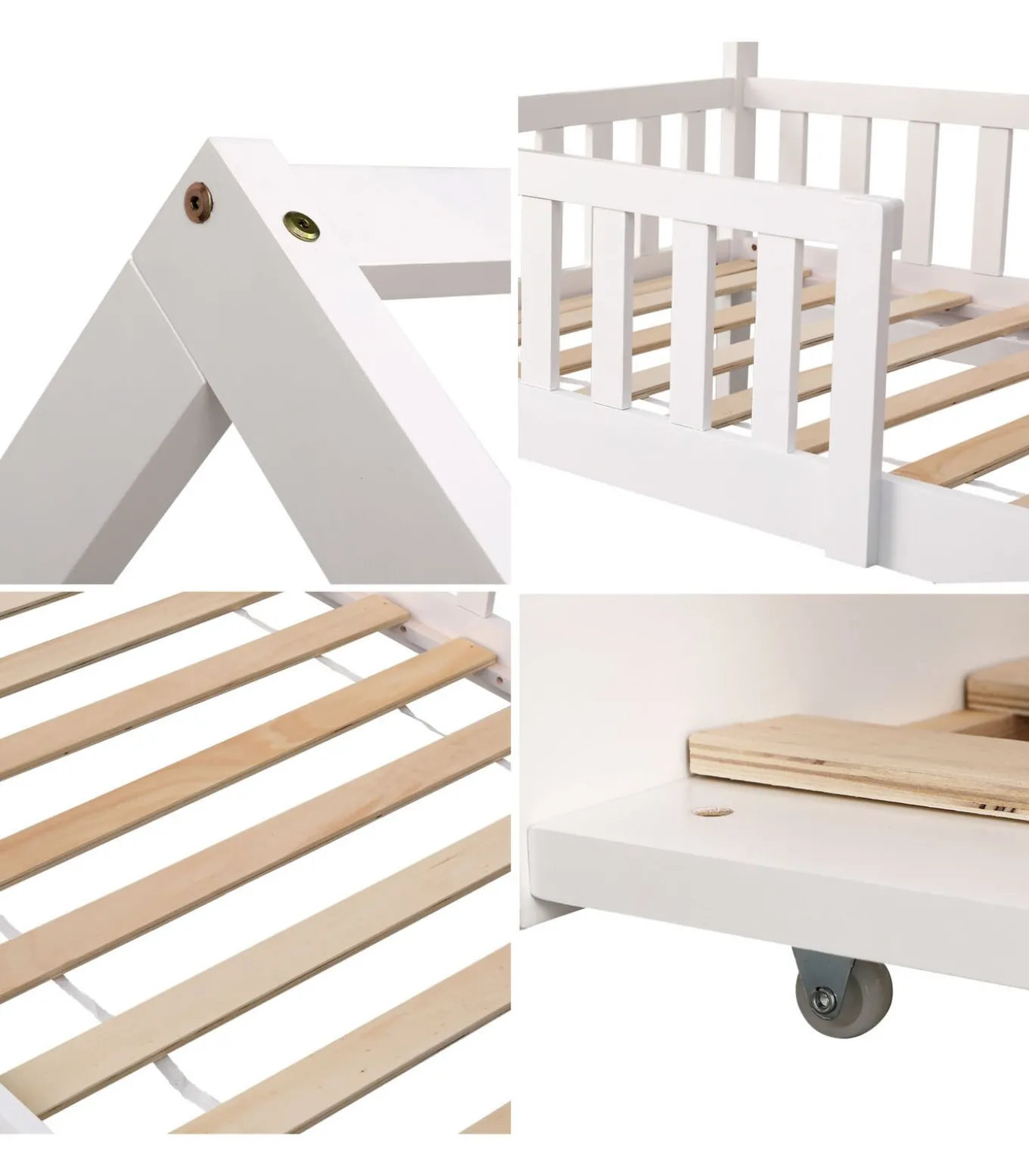 Lit cabane gigogne pour enfant 190x90cm blanc MARCEAU