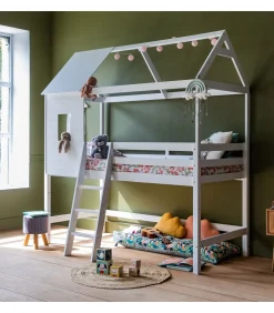 Lit cabane mezzanine pour enfant 190x90cm blanc MARGOT