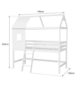 Lit cabane mezzanine pour enfant 190x90cm blanc MARGOT