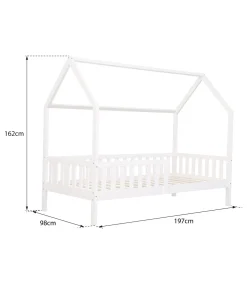 Lit cabane pour enfant 190x90cm blanc avec tiroirs MARCEAU