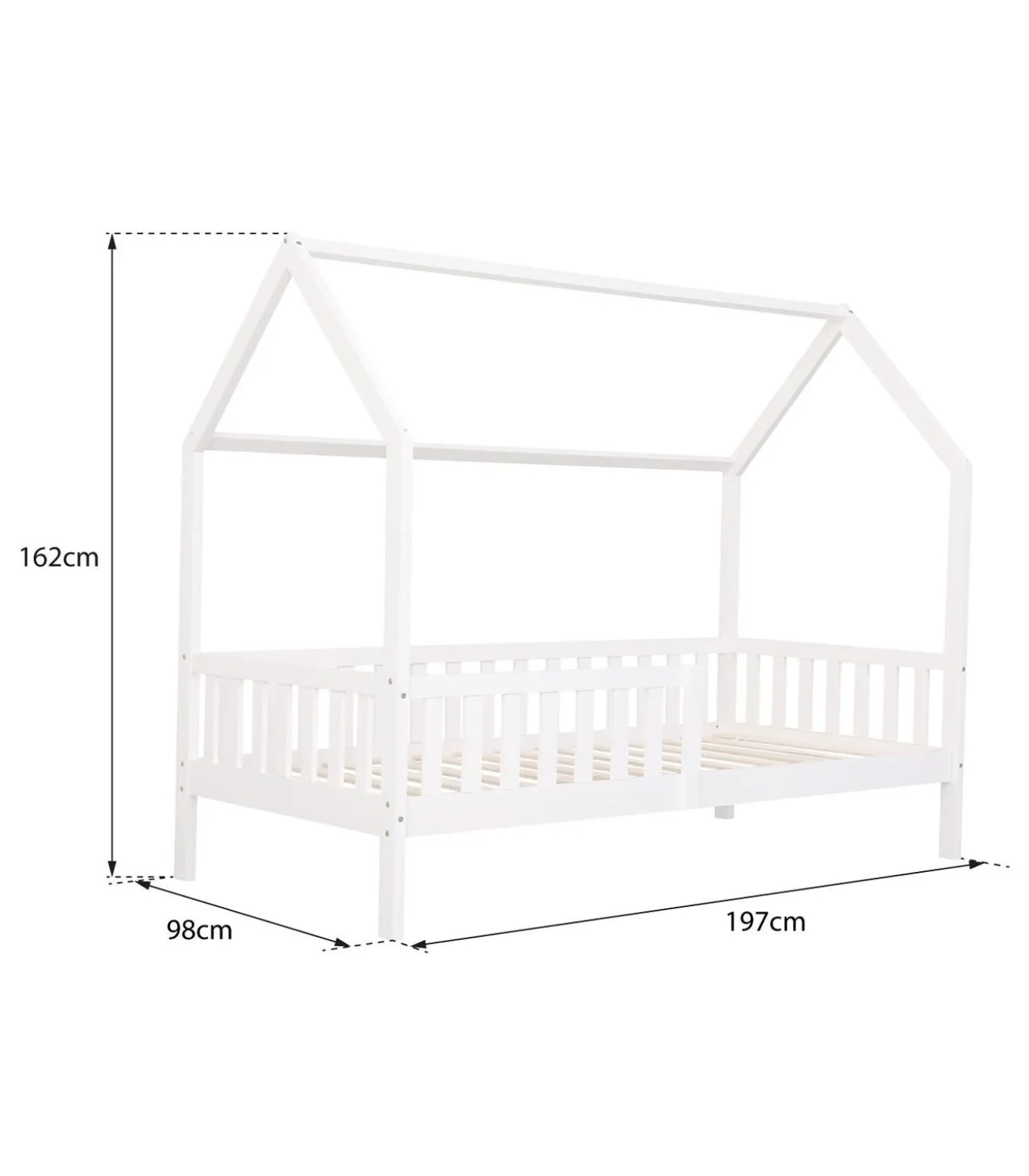 Lit cabane pour enfant 190x90cm blanc avec tiroirs MARCEAU