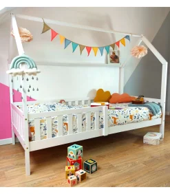 Lit cabane pour enfant 190x90cm blanc MARCEAU