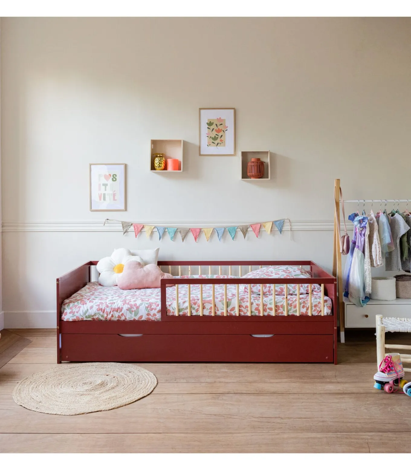Lit gigogne pour enfant 190x90cm terracotta ADAM