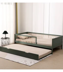 Lit gigogne pour enfant 190x90cm vert ADAM