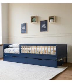 Lit pour enfant 190x90cm bleu foncé avec tiroirs ADAM