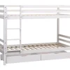 Lits superposés pour enfants 190x90cm blanc avec tiroirs AMBRE