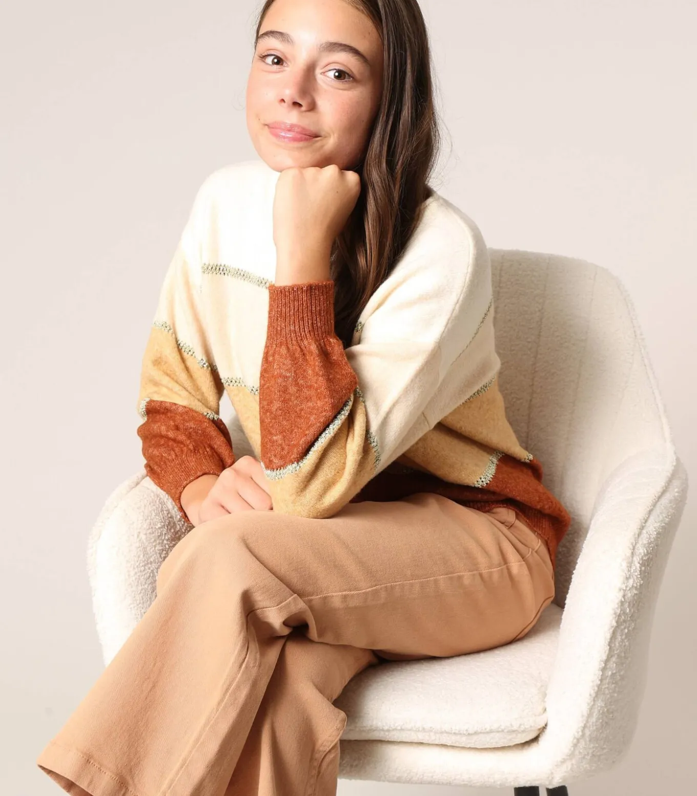 LODINA - Ruime trui met strepen in verschillende tinten