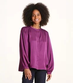 Losse paarse satijnen blouse