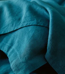 LOUXOR Bleu paon - Laken linnen Stonewashed