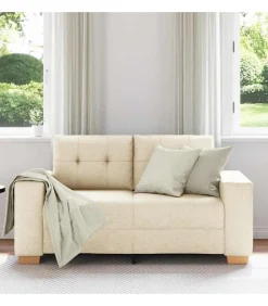 Loveseat met kussen Crème Stof