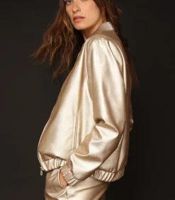 LUIZA - Jasje met metallic effect en geribde kraag en manchetten