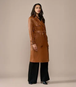 Lyana Leren Jas Cognac