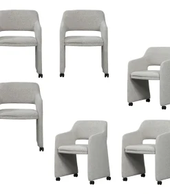 Lyric Eetkamerstoelen - Bouclé - Greige - Set van 6