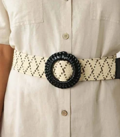 LYSADE - Tweekleurige geometrisch gevlochten riem met decoratieve gesp