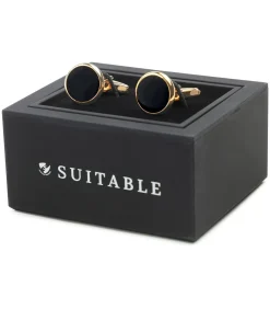 Manchetknoop Rond Goud Zwart