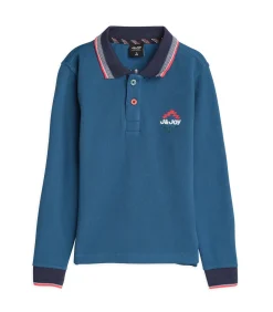 Marineblauw poloshirt voor jongens met logo op de rug