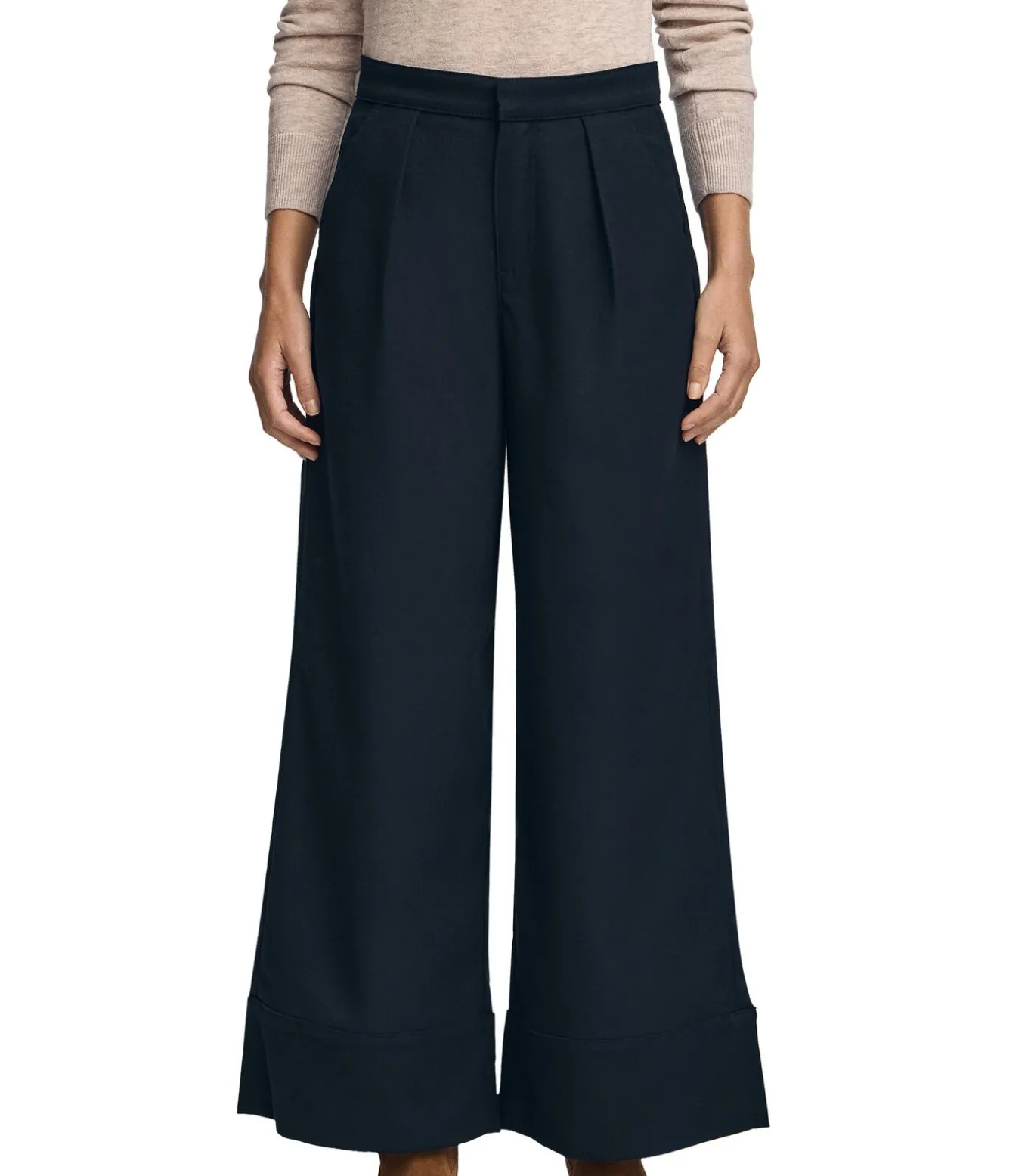 Marineblauwe broek met loose fit en Polo Club-details