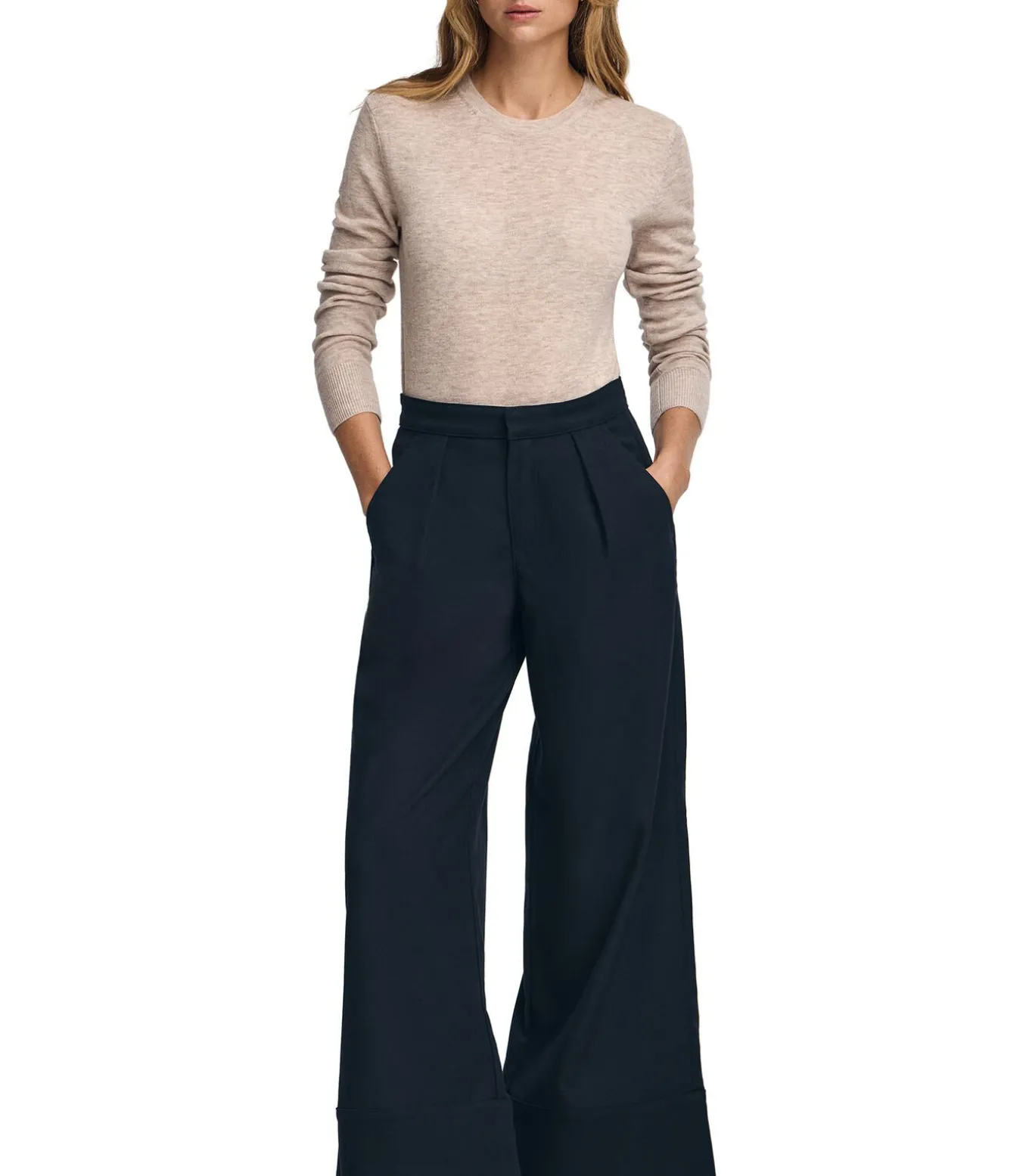 Marineblauwe broek met loose fit en Polo Club-details